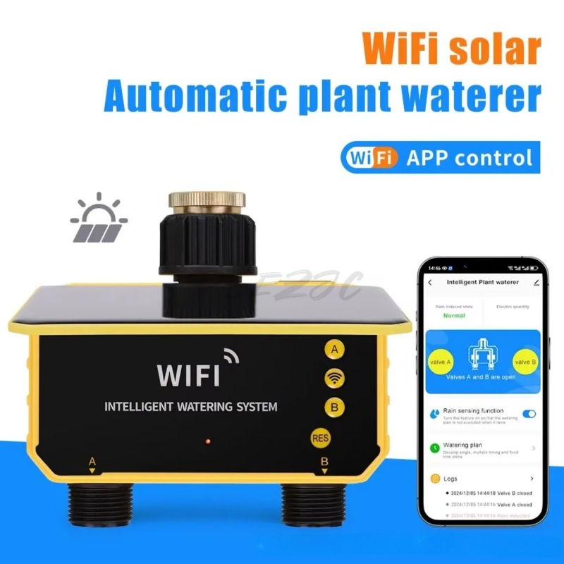 WiFi Solar Water Valve Irrigat - Timer Dual Outlet recension och pris