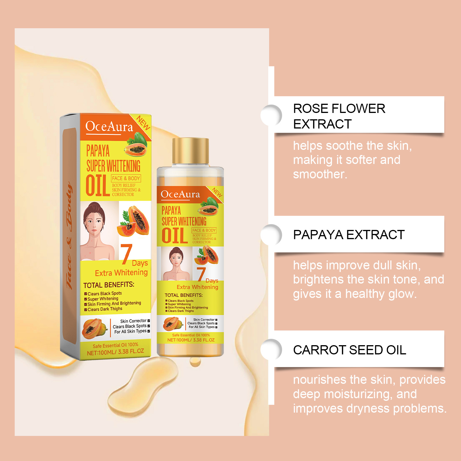 Body Whitening Oil 100ml Natur - Substrate Coconut Fiber recension och pris