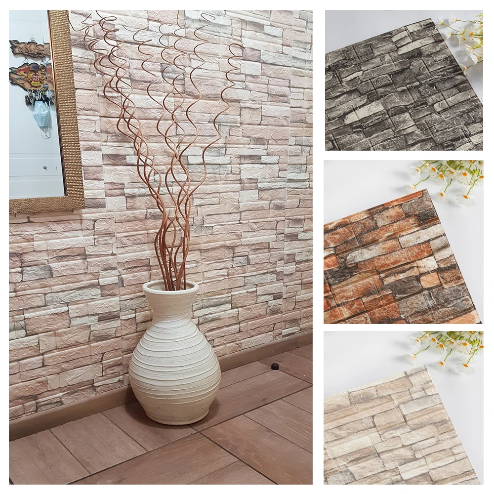 10PCS Self Adhesive 3D Brick W - Pvc Panel Background recension och pris